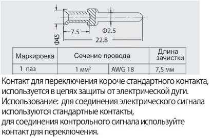 Контакт-штырь CESM-1.0R 1010191100808: Технические характеристики