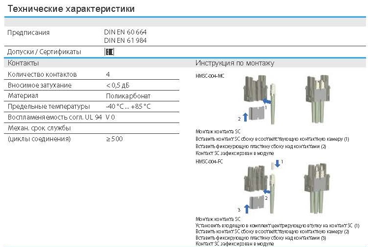Вставка-вилка HMSC-004-MC 1290040100091: Технические характеристики