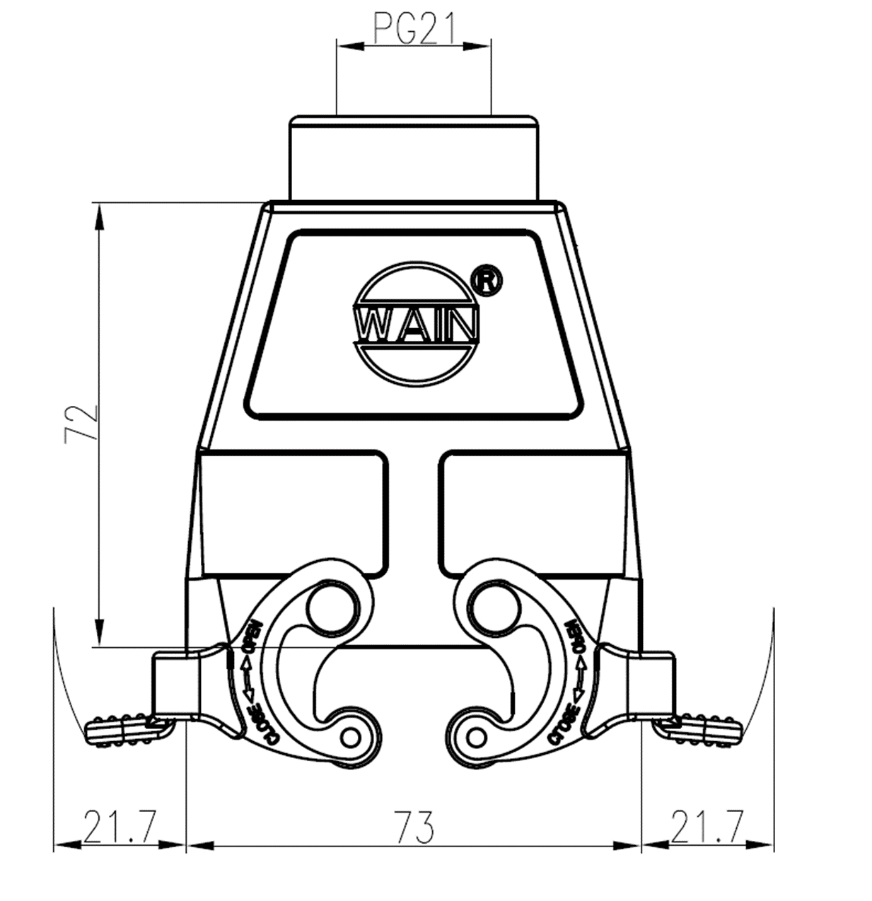 Корпус соединителя - кабельная часть W10B-TEH-2L/PSE-PG21 WS 1111104485005: Описание