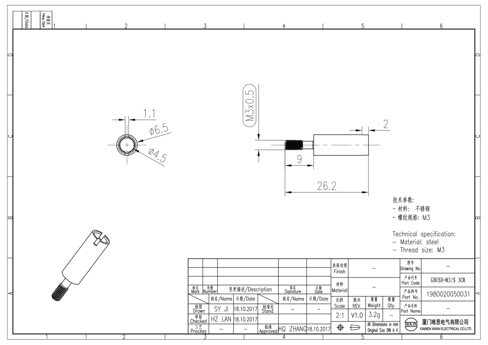 Кодирующее гнездо MGBUSH-M3/S 3CR 1980020050033 - фото 2