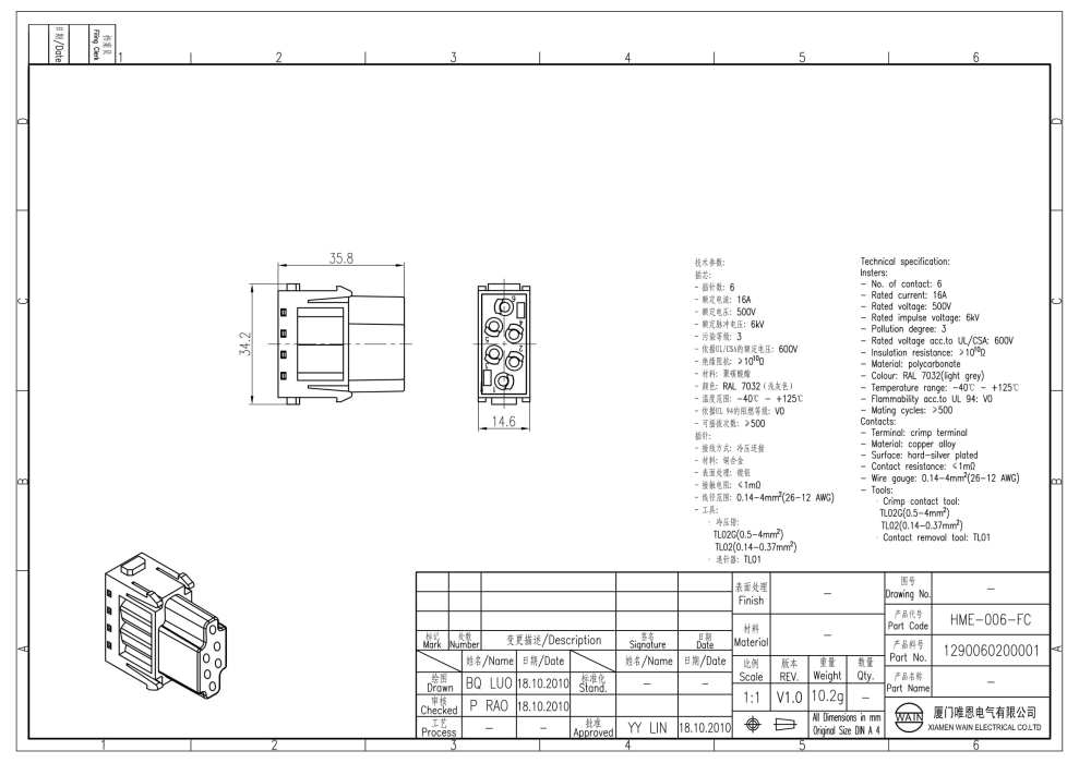 Вставка-розетка HME-006-FC 1290060200001 - фото 2