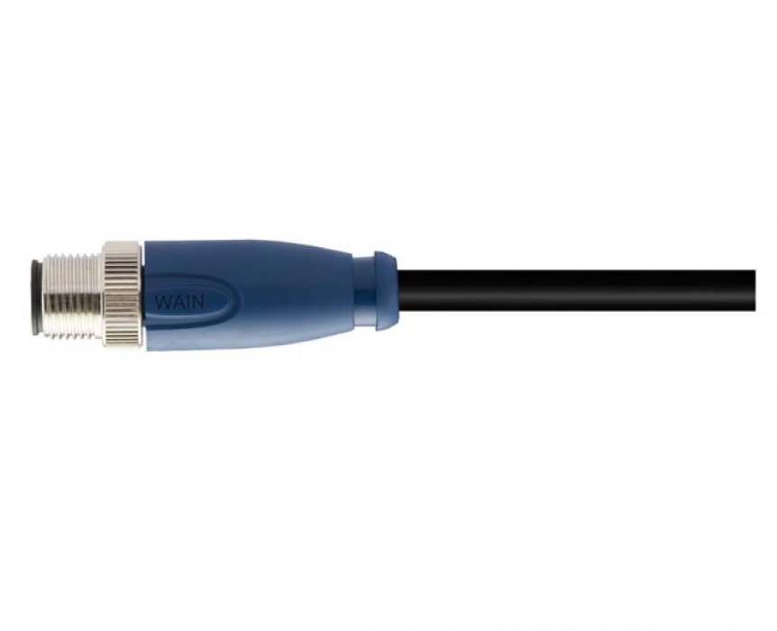 Цилиндрический соединитель-вилка с кабелем M12-M05A-T-5.0-PUR-SH 1630054014062 - фото 1