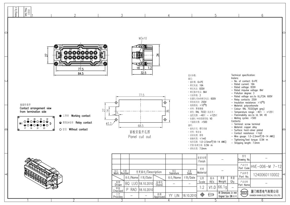 Вставка-вилка HVE-006-M(7-12) 1240060110002 - фото 2