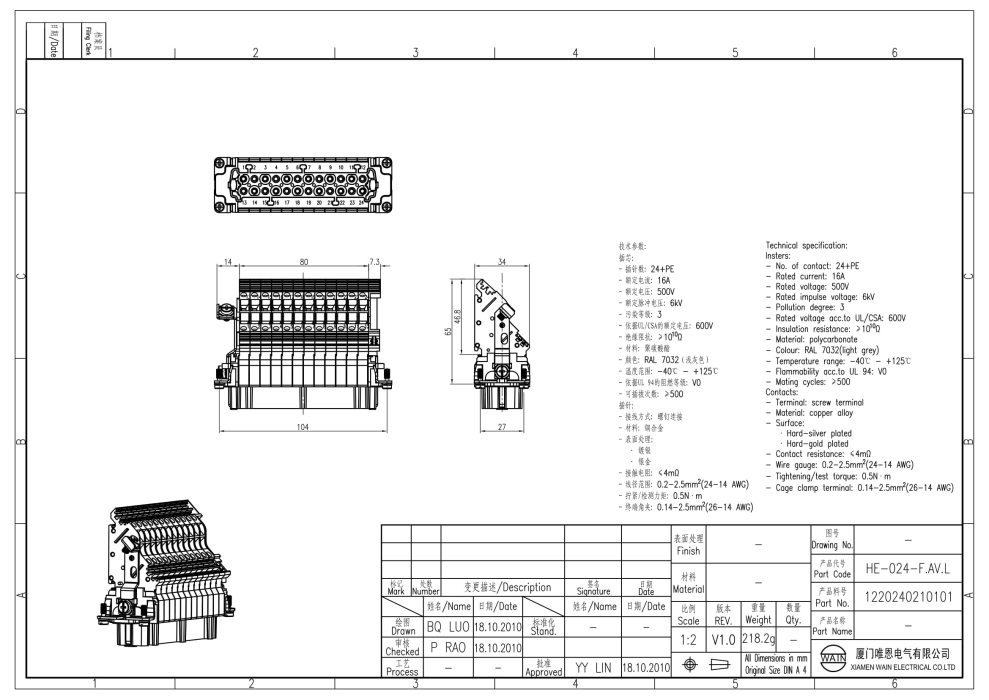 Вставка-розетка HE-024-F.AV.L 1220240210101 - фото 2