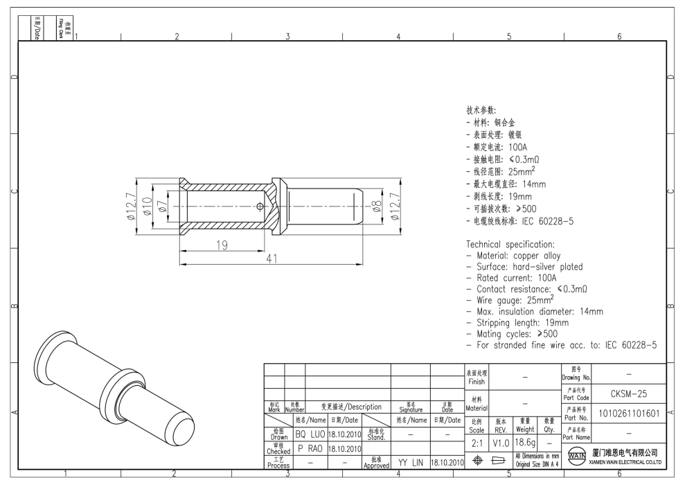 Контакт-штырь CKSM-25 1010261101601 - фото 2
