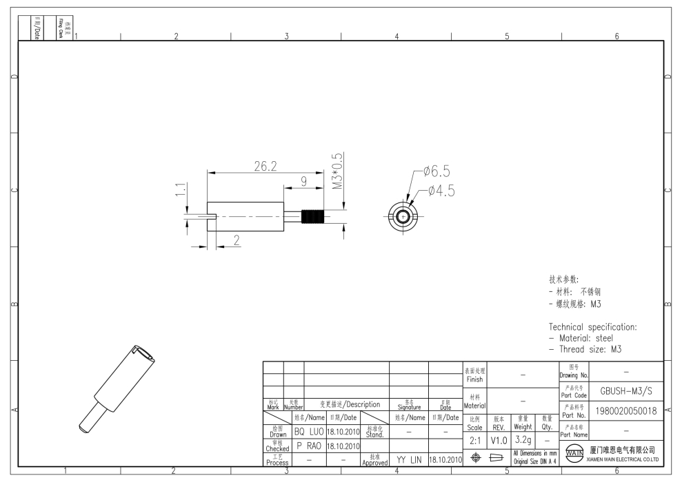 Кодирующее гнездо GBUSH-M3/S 1980020050018 - фото 2