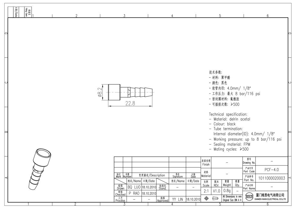 Пневматический контакт-гнездо PCF-4.0 1011000020003 - фото 2