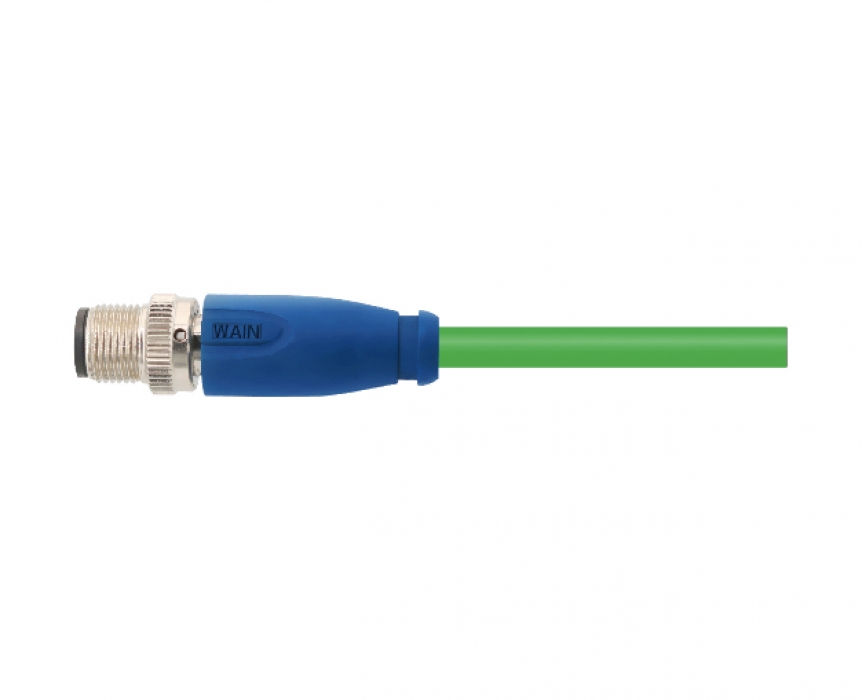 Цилиндрический соединитель-вилка с кабелем M12-M08X-T-5.0-PUR-Cat.6A 1630084014002 - фото 1