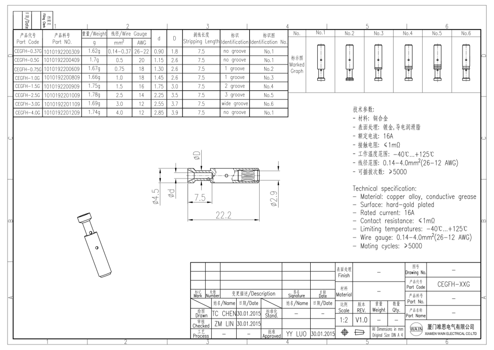 Контакт-гнездо CEGFH-2.5G 1010192201009 - фото 2