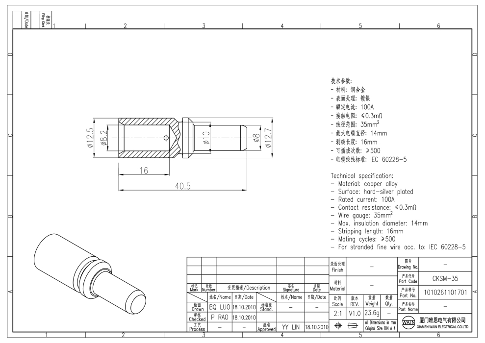 Контакт-штырь CKSM-35 1010261101701 - фото 2