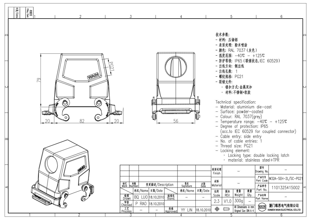 Корпус соединителя - кабельная часть W32A-SEH-2L/SC-PG21 1101325415002 - фото 2