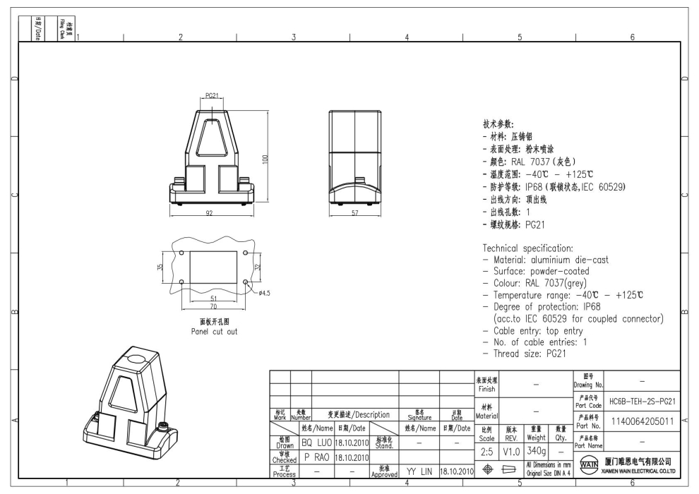 Корпус соединителя - кабельная часть HC6B-TEH-2S-PG21 1140064205011 - фото 2