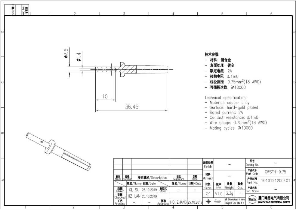 Контакт-гнездо CWSFH-0.75 1010121200401 - фото 2