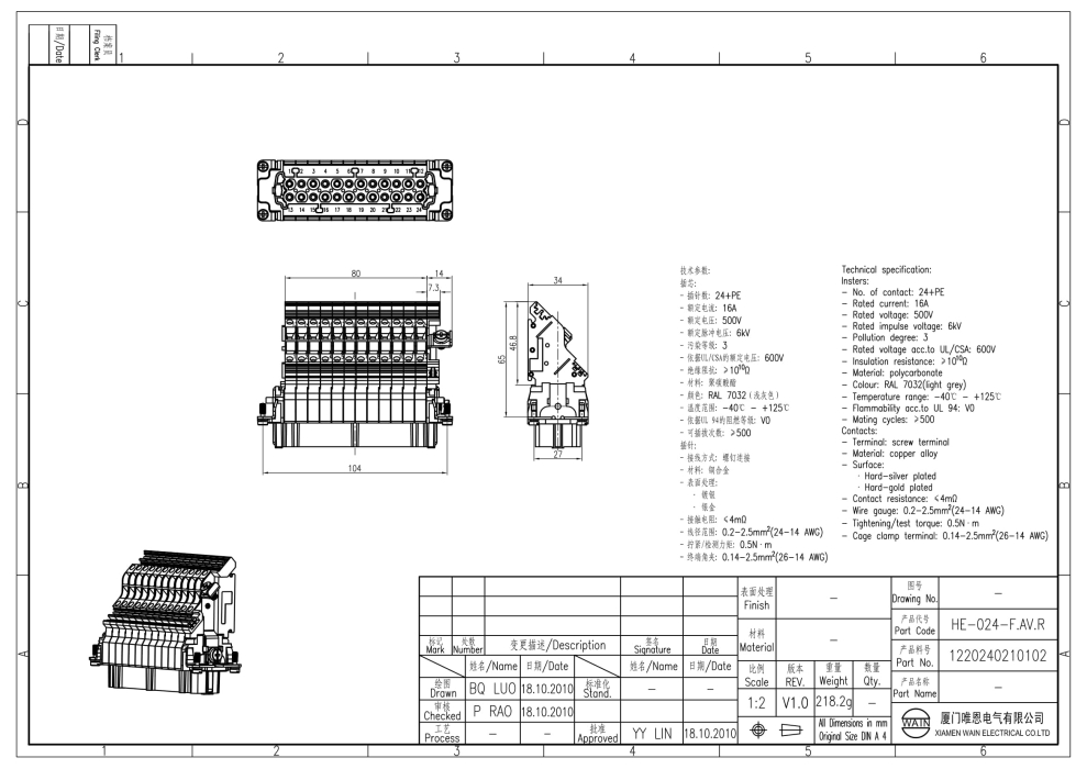 Вставка-розетка HE-024-F.AV.R 1220240210102 - фото 2