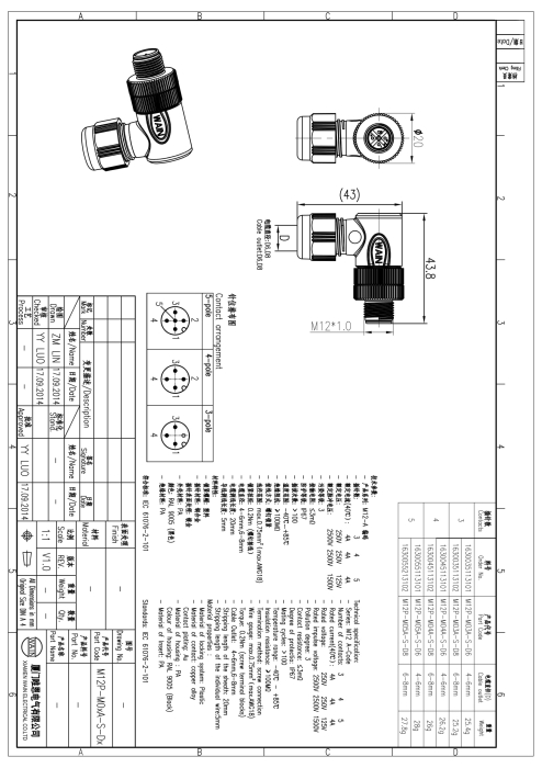 Цилиндрический соединитель-вилка M12P-M05A-S-D8 1630055113102 - фото 2