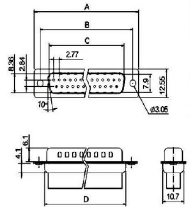 Вилка DB-1, 9 контактов, обжим, арт. B09670095601 - фото 2