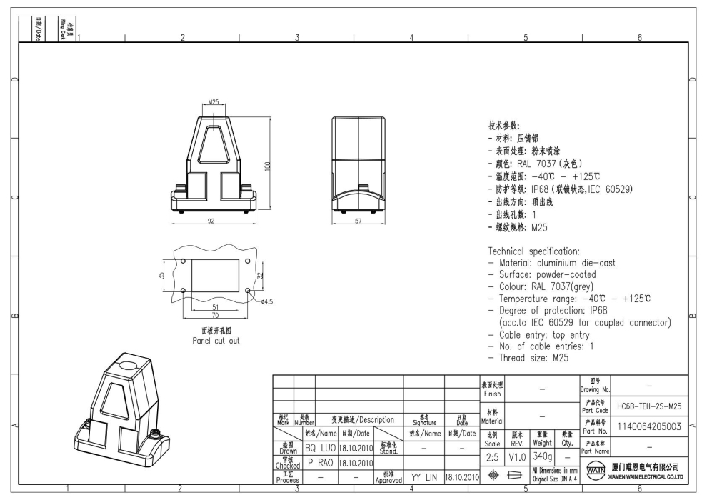 Корпус соединителя - кабельная часть HC6B-TEH-2S-M25 1140064205003 - фото 2