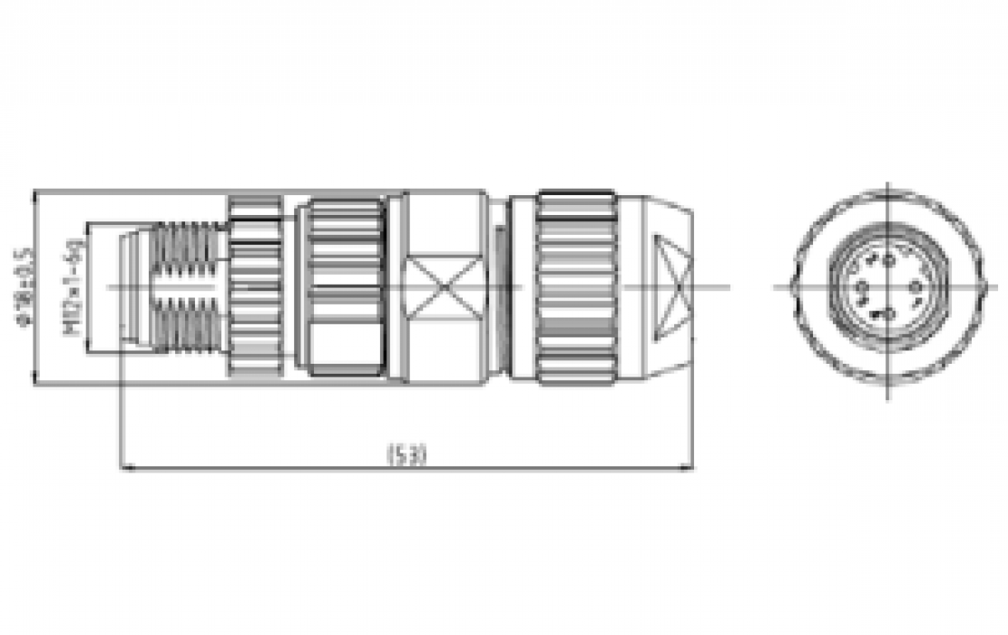 Цилиндрический соединитель-вилка M12-D, арт. B76227356720 - фото 1
