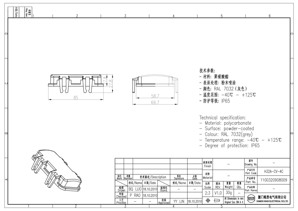 Защитная крышка H32A-CV-4C 1100320908009 - фото 2