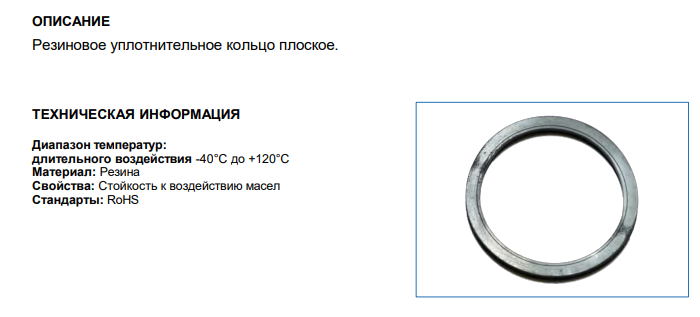  Уплотнительное кольцо плоское M48x2.0, арт. B71325480059: Технические характеристики